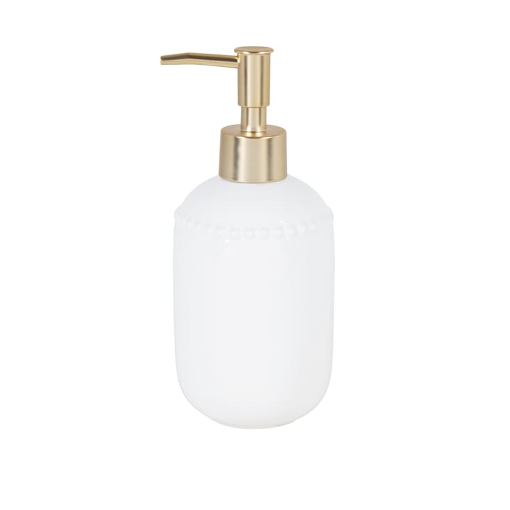 Maisons du Monde Kate - Dispensador de jabón borde perlas de cerámica blanca
