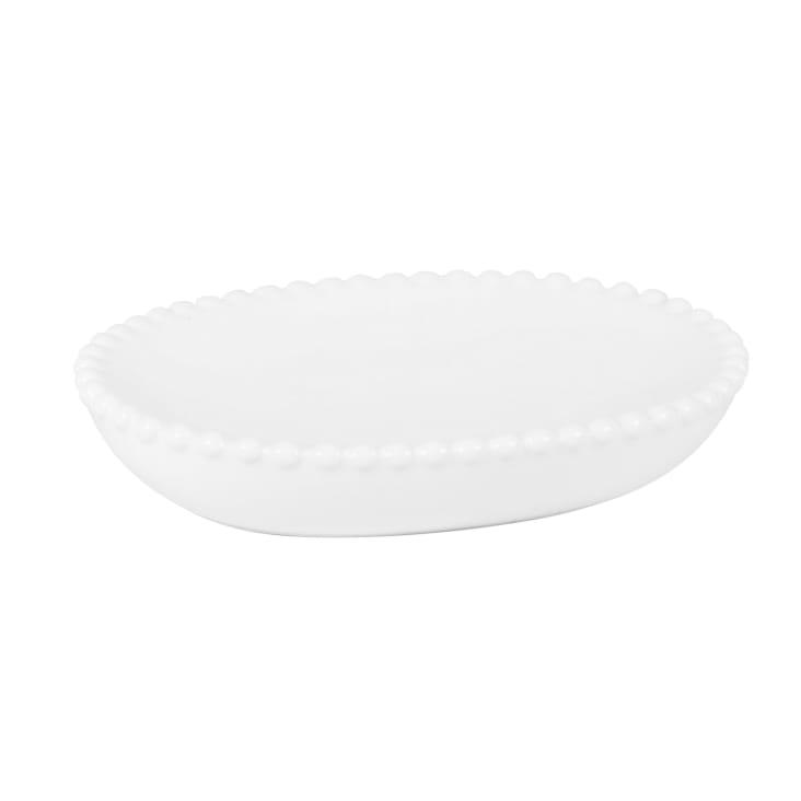 Maisons du Monde Kate - Jabonera borde perlas de cerámica blanca