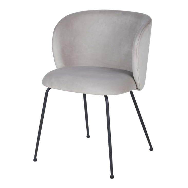 Maisons du Monde Kate - Silla de terciopelo "grège" y acero negro