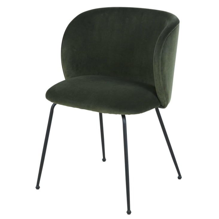 Maisons du Monde Kate - Silla de terciopelo verde caqui y acero negro