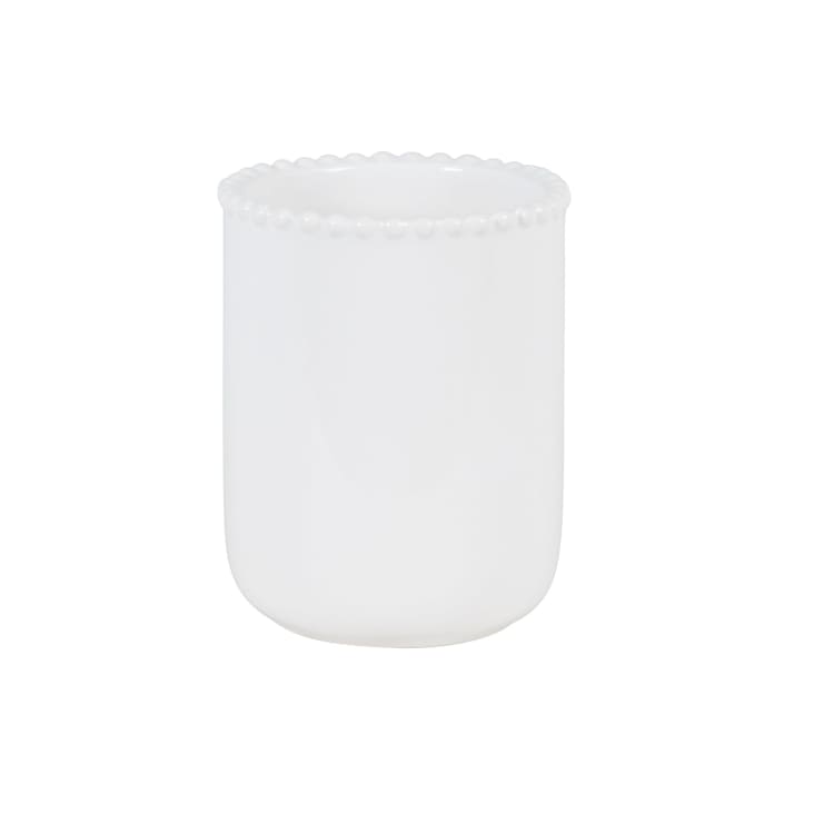 Maisons du Monde Kate - Vaso borde perlas de cerámica blanca