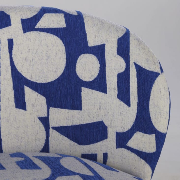 Maisons Du Monde Katie - Sillón De Tejido Jacquard Con Estampado Azul Y Crudo