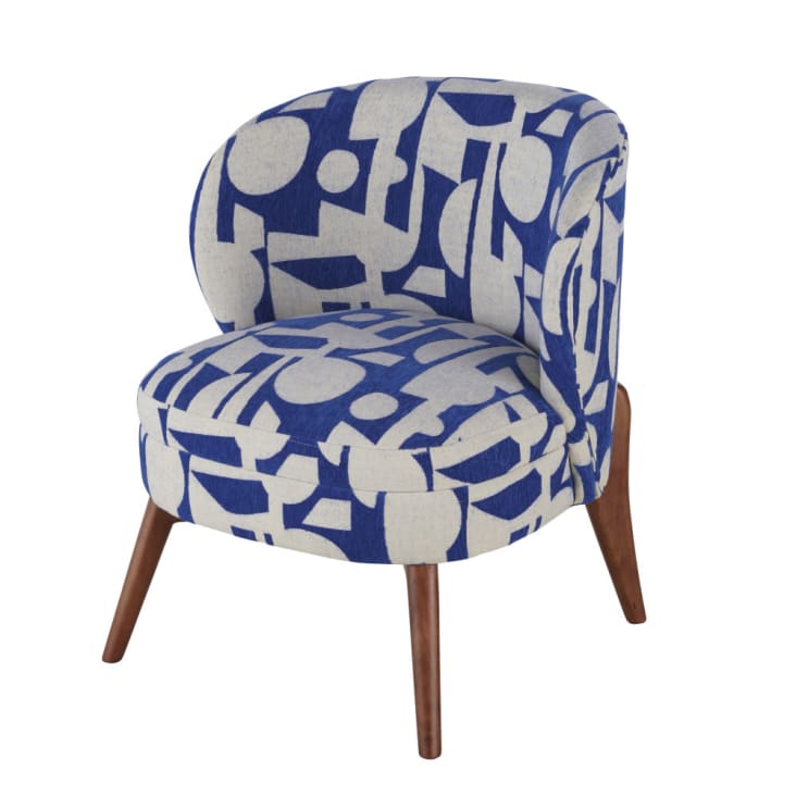 Maisons Du Monde Katie - Sillón De Tejido Jacquard Con Estampado Azul Y Crudo