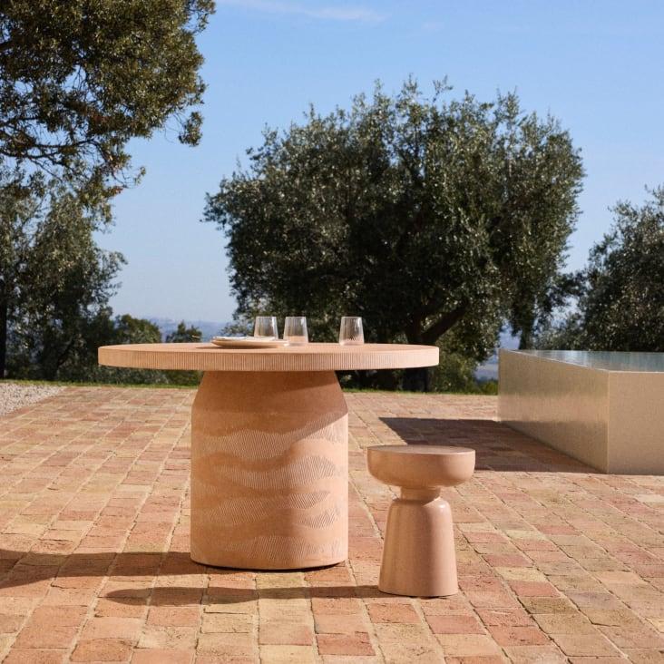 Maisons Du Monde Khalari - Mesa De Jardín Redonda De Fibra De Cemento Para 4 Personas D120 Cm