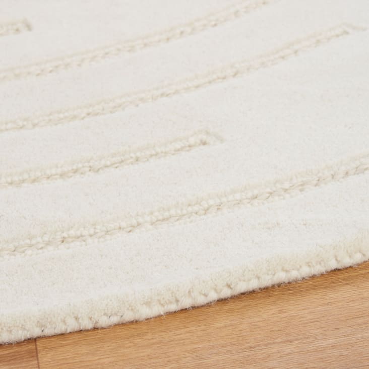 Maisons Du Monde Khara - Alfombra Redonda De Lana Blanca Con Detalles De Yute D. 200