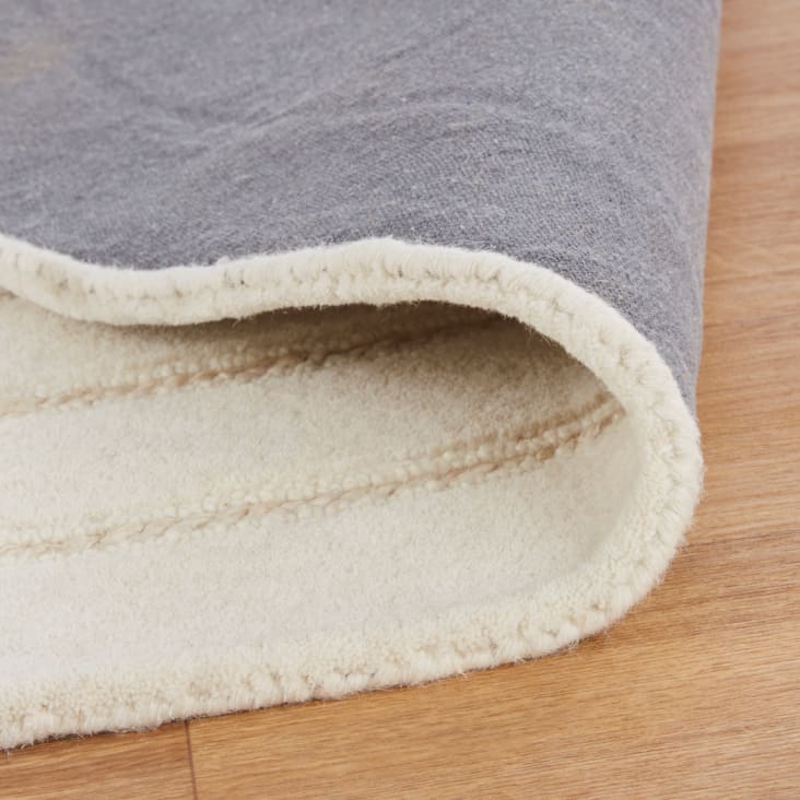 Maisons Du Monde Khara - Alfombra Redonda De Lana Blanca Con Detalles De Yute D. 200