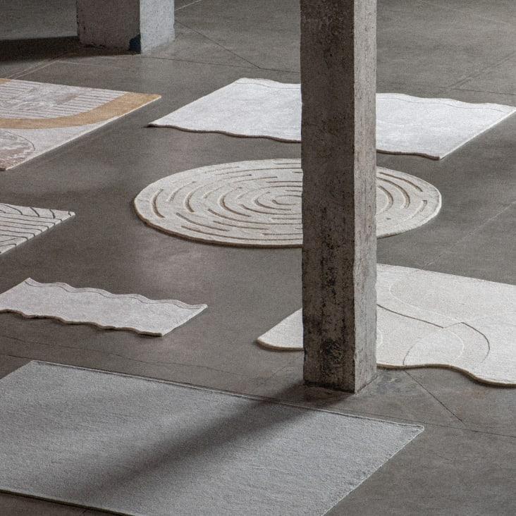 Maisons Du Monde Khara - Alfombra Redonda De Lana Blanca Con Detalles De Yute D. 200