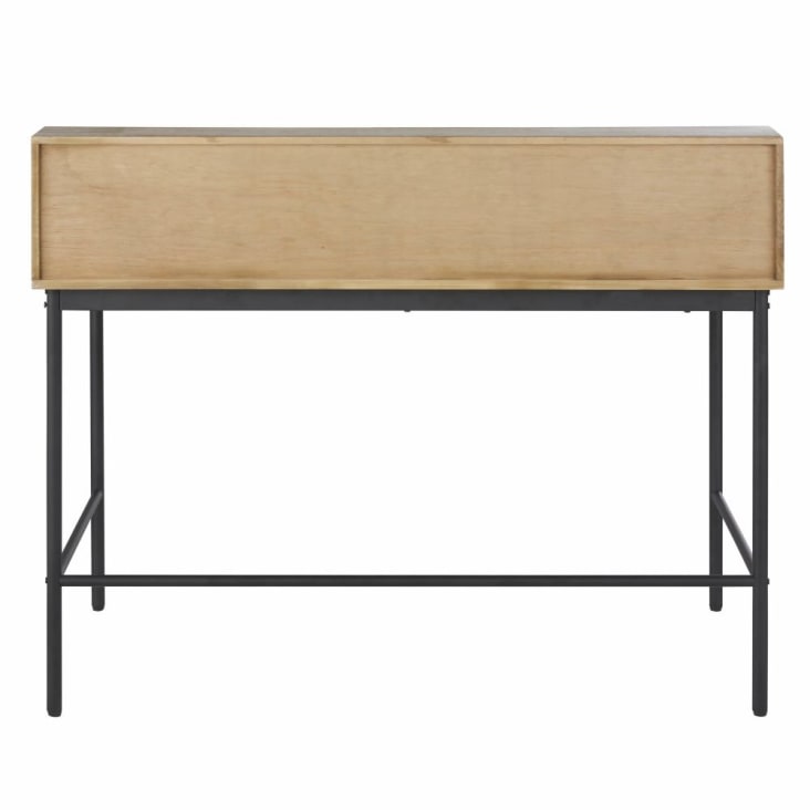 Maisons Du Monde Kina - Escritorio Con 4cajones Y 1hueco De Madera De Pino Y Metal Negro