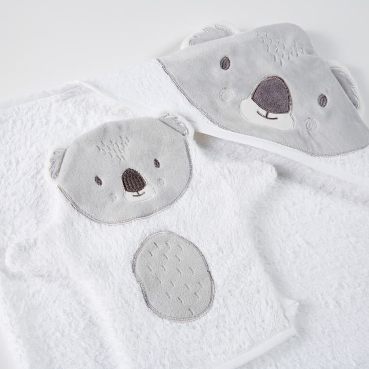 Maisons Du Monde Koala - Capa De Baño Para Bebé De Algodón Blanco Y Gris