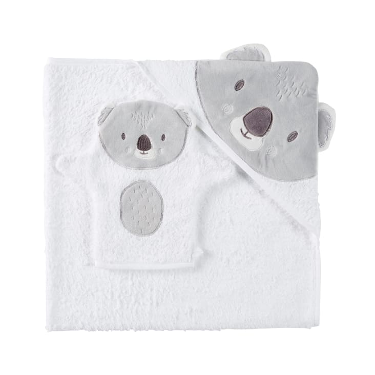 Maisons du Monde Koala - Capa de baño para bebé de algodón blanco y gris