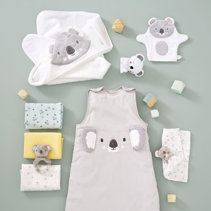 Maisons Du Monde Koala - Mantita De Algodón Orgánico Gris Y Blanco