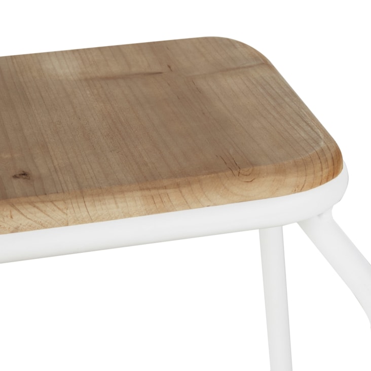 Maisons Du Monde Kraft - Taburetes De Bar De Acero Blanco Y Madera De Abeto (x2) Alt. 75