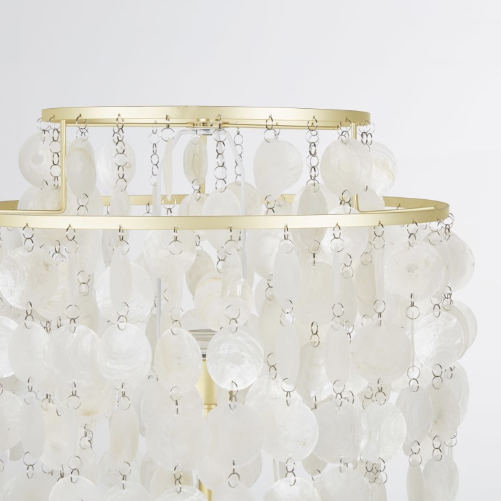 Maisons Du Monde KUTA - Lámpara De Pie De Metal Dorado Con Pantalla Con Lágrimas De Nácar Alt. 170