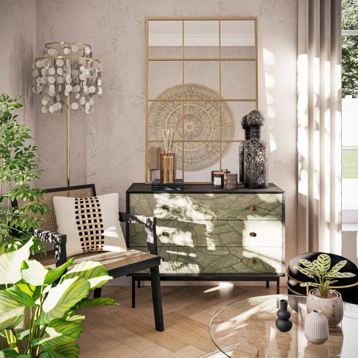 Maisons Du Monde KUTA - Lámpara De Pie De Metal Dorado Con Pantalla Con Lágrimas De Nácar Alt. 170