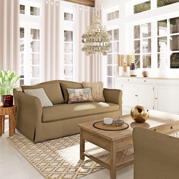 Maisons Du Monde KUTA - Lámpara De Techo Con Adornos De Pasamanería De Nácar Y Metal Dorado