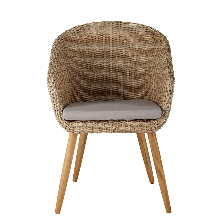 Maisons Du Monde Kuta - Silla De Jardín De Resina Trenzada Y Acacia Maciza