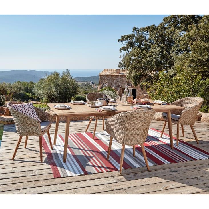 Maisons Du Monde Kuta - Silla De Jardín De Resina Trenzada Y Acacia Maciza