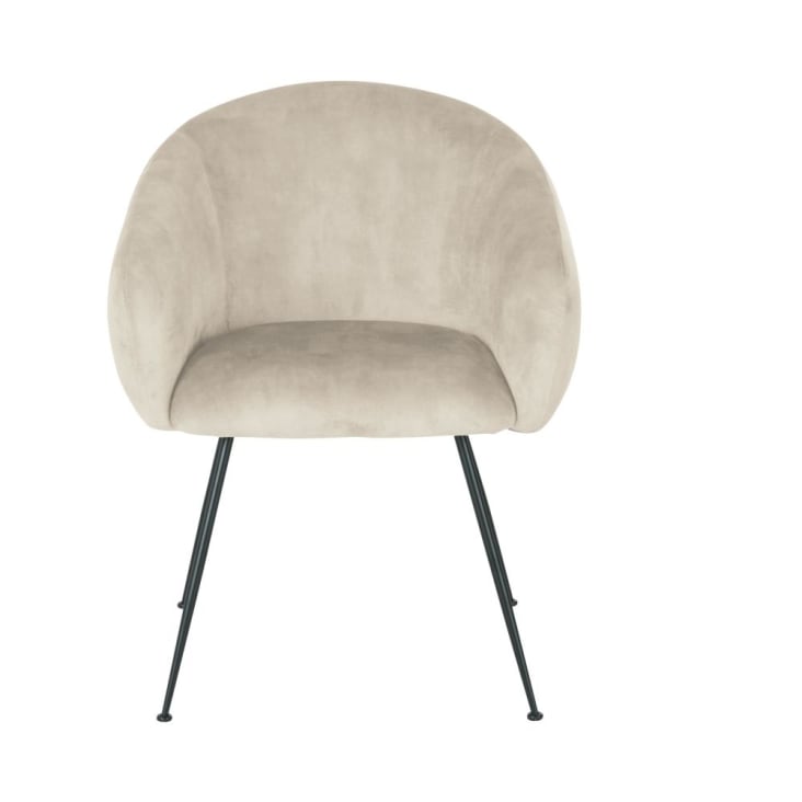 Maisons Du Monde Kyss - Silla De Terciopelo Beige Capuchino Con Reposabrazos