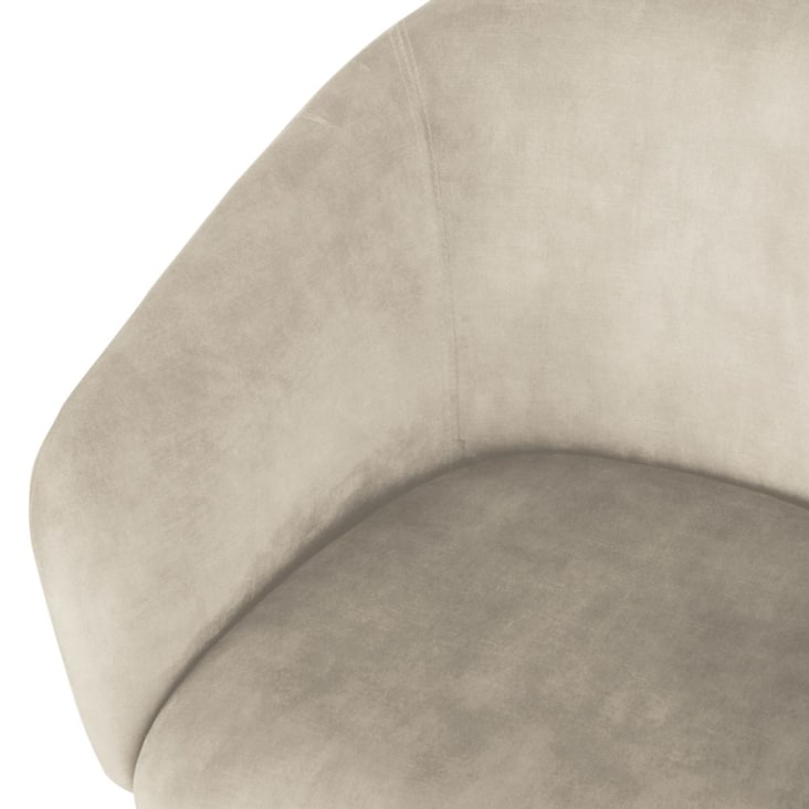 Maisons Du Monde Kyss - Silla De Terciopelo Beige Capuchino Con Reposabrazos