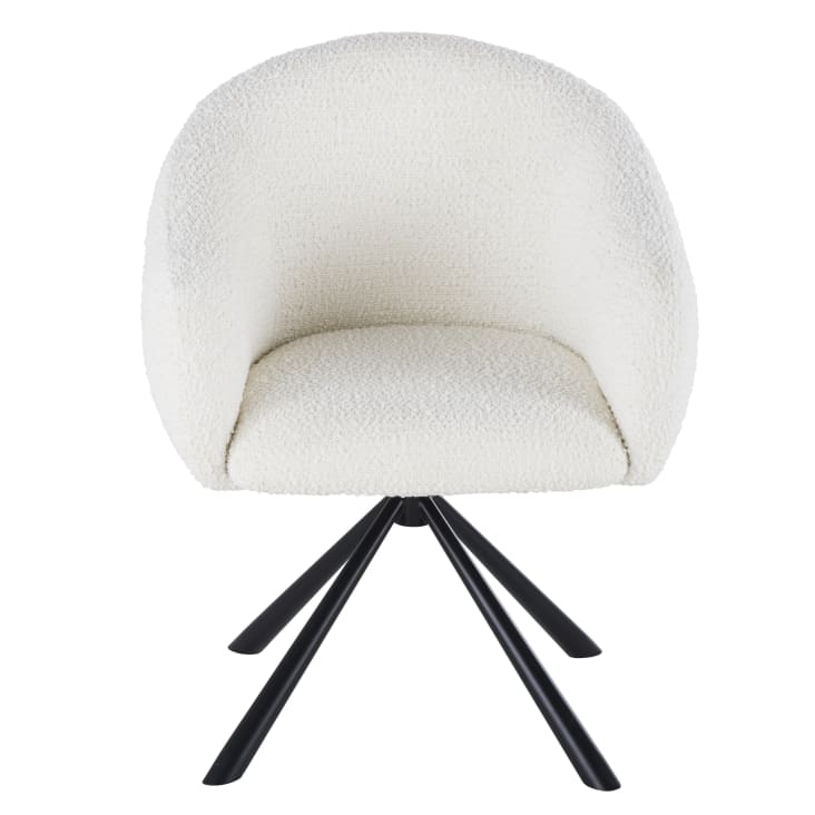 Maisons Du Monde Kyss - Sillón De Escritorio Giratorio De Tela En Crudo Efecto Lana Rizada Y Acero Negro