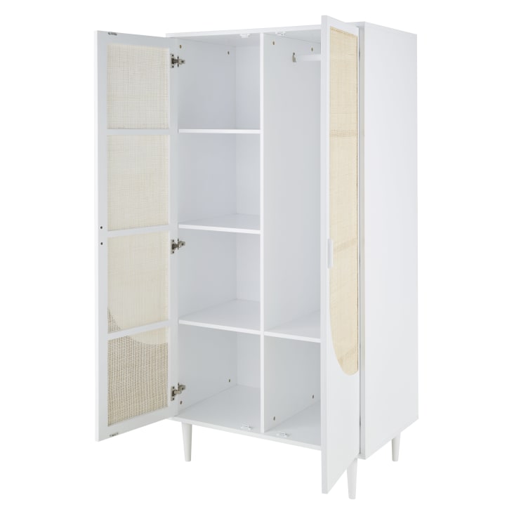 Maisons Du Monde Lagos - Guardarropa De Ratán Beige Con 2 Puertas Batientes En Blanco
