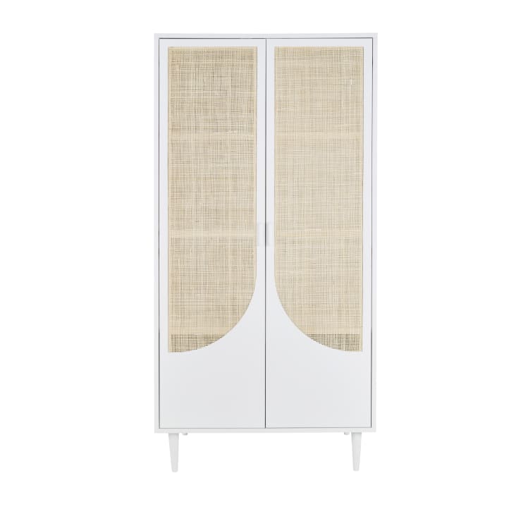 Maisons du Monde Lagos - Guardarropa de ratán beige con 2 puertas batientes en blanco