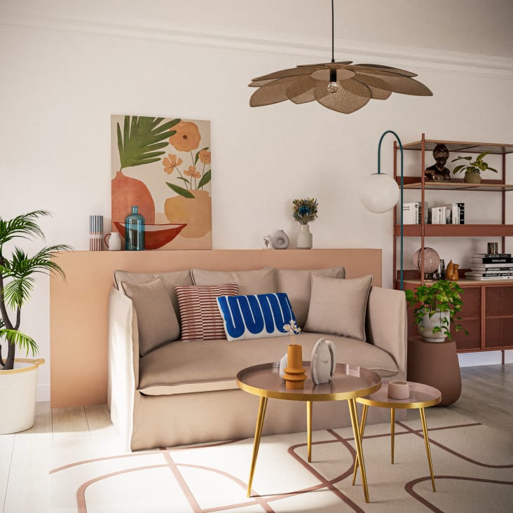 Maisons Du Monde Lámpara De Techo Con Diseño De Flor De Ratán Trenzado