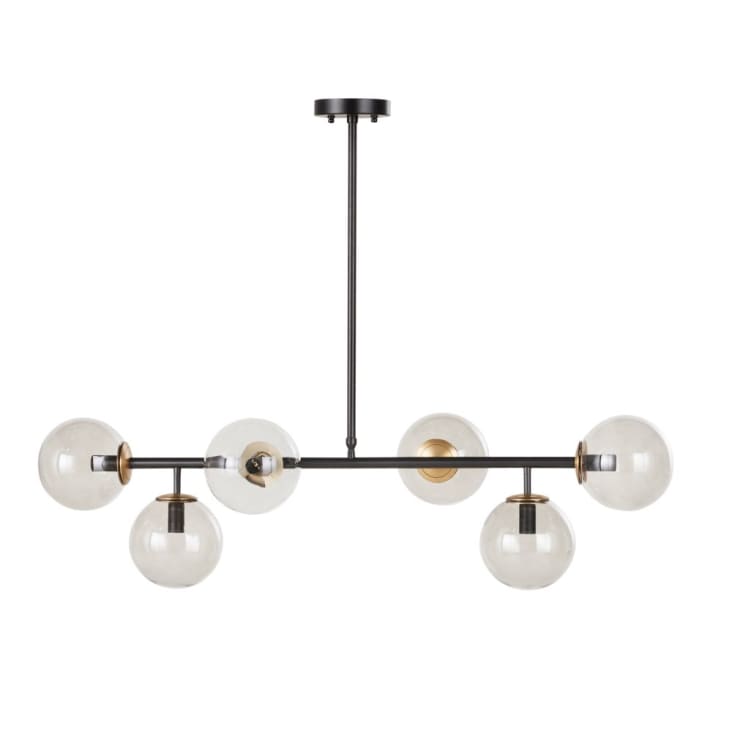 Maisons du Monde Lámpara de techo de metal negro con bolas de cristal ahumado