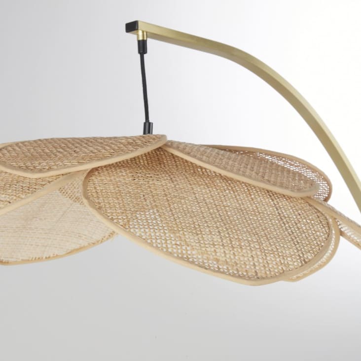 Maisons Du Monde Lámpara En Arco De Metal Dorado Pantalla De Pétalos De Ratán Alt.182