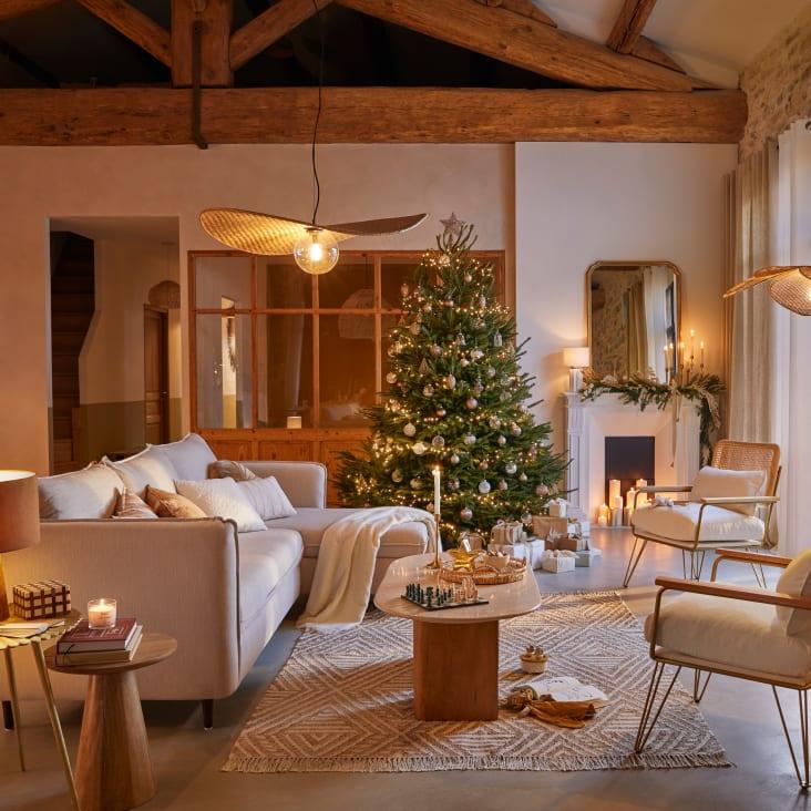 Maisons Du Monde Lámpara En Arco De Metal Dorado Pantalla De Pétalos De Ratán Alt.182