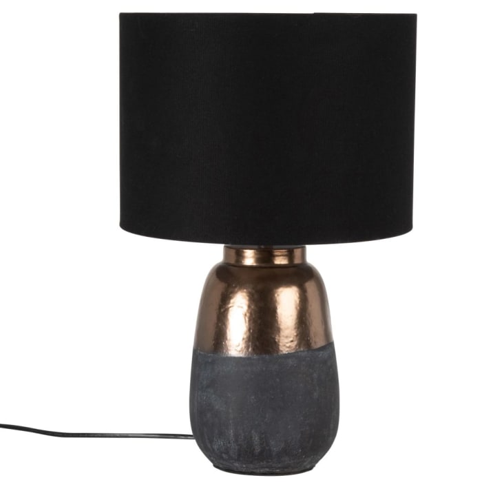Maisons du Monde Landas - Lámpara de cerámica gris antracita y marrón con pantalla negro