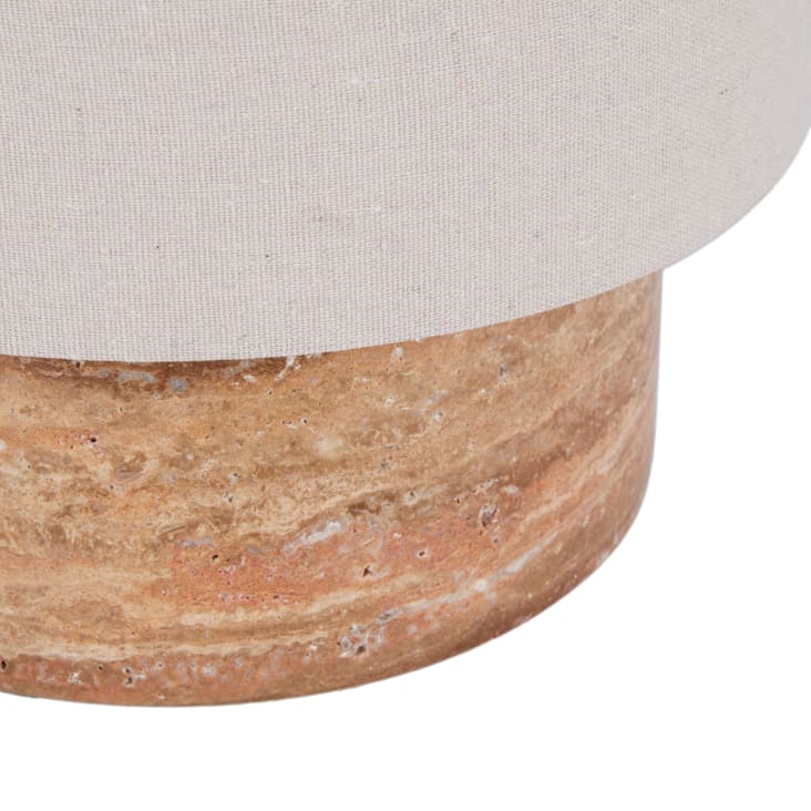 Maisons Du Monde Laureto - Lámpara De Mesa De Travertino Terracota Y Pantalla De Tela Beige