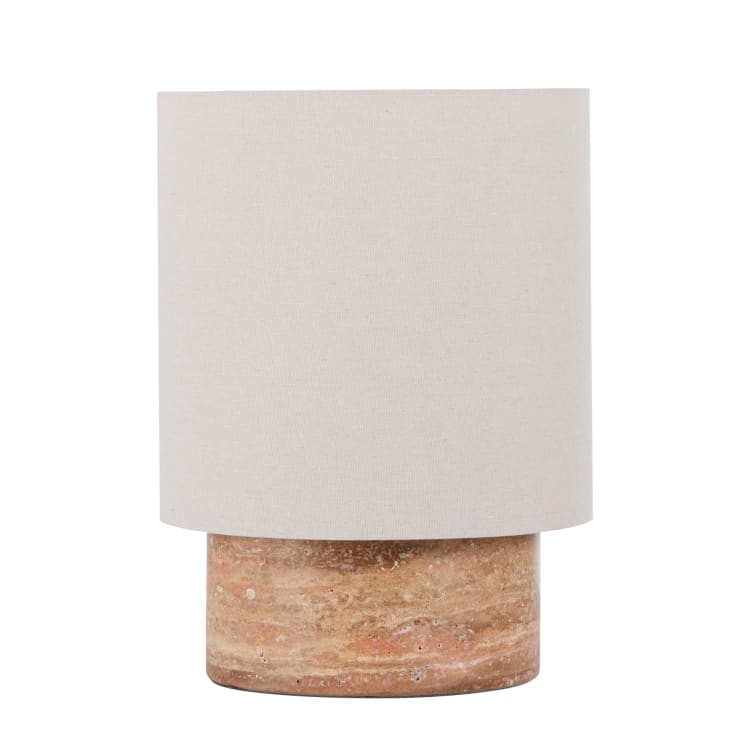 Maisons du Monde Laureto - Lámpara de mesa de travertino terracota y pantalla de tela beige