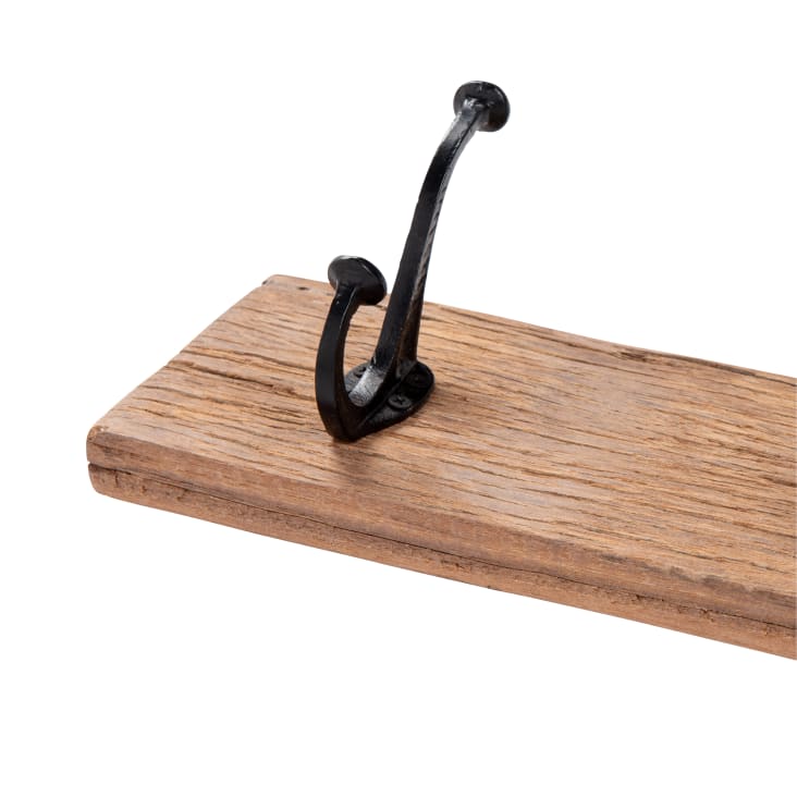 Maisons Du Monde LAUZELLE - Perchero Con 5 Ganchos De Madera De Sala Y Metal Negro