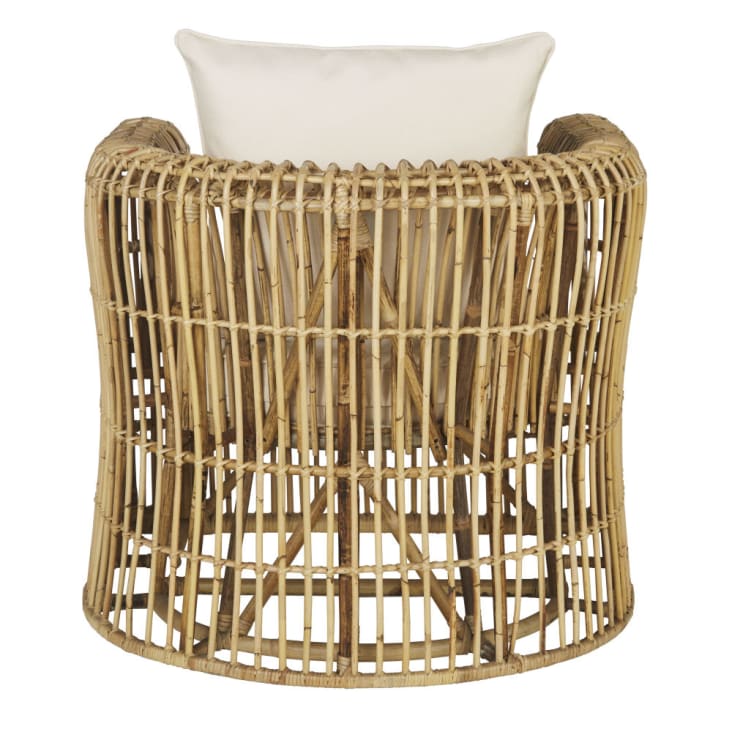 Maisons Du Monde Lawson Business - Sillón Profesional De Ratán Y Cojines De Color Crudo