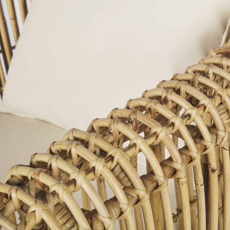 Maisons Du Monde Lawson Business - Sillón Profesional De Ratán Y Cojines De Color Crudo