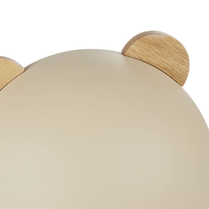 Maisons Du Monde Lea - Lamparilla De Metal Beige Con Orejas De Madera De Hevea