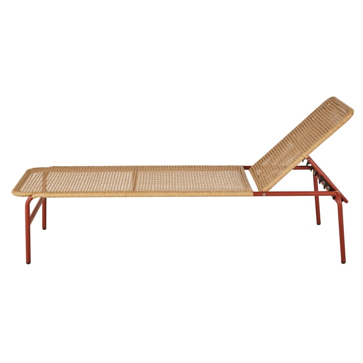 Maisons Du Monde Lee Business - Tumbona Para Hoteles De Acero Terracota Y Resina Reciclada Beige