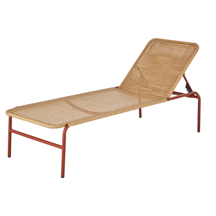 Maisons du Monde Lee Business - Tumbona para hoteles de acero terracota y resina reciclada beige