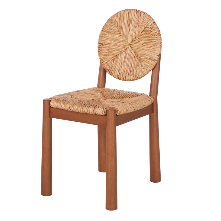 Maisons du Monde Leela - Silla de madera de hevea fresno y junco tejido