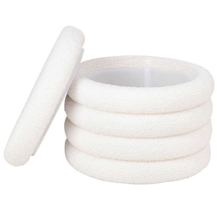 Maisons Du Monde LEIA - Puf De Tela Rizada Con Almacenaje Color Crudo