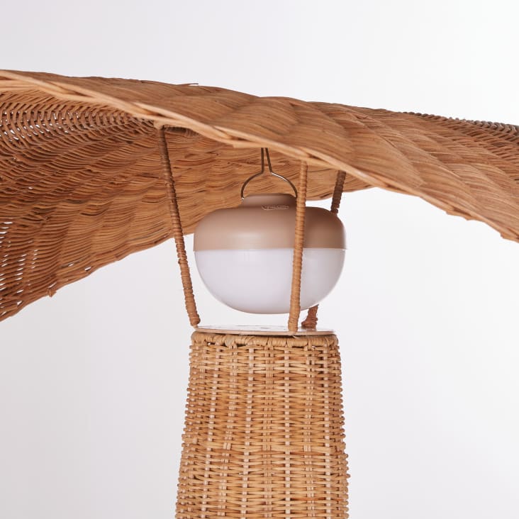 Maisons Du Monde Leni - Lámpara De Pie Inalámbrica Y Recargable De Ratán De 165 Cm