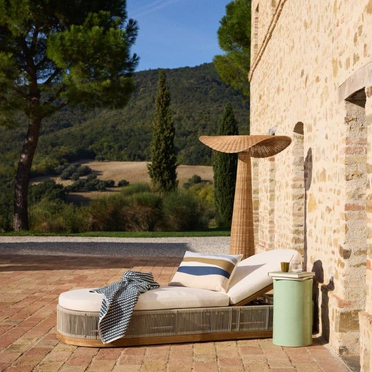 Maisons Du Monde Leni - Lámpara De Pie Inalámbrica Y Recargable De Ratán De 165 Cm