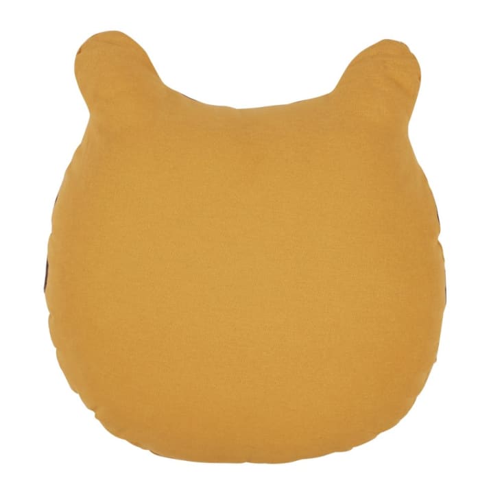 Maisons Du Monde LEO - Cojín De Tigre De Algodón Amarillo Mostaza Gris Antracita Y Marrón 32x32