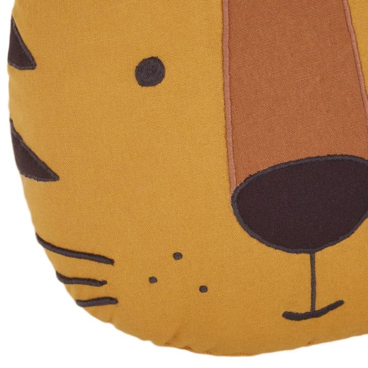 Maisons Du Monde LEO - Cojín De Tigre De Algodón Amarillo Mostaza Gris Antracita Y Marrón 32x32