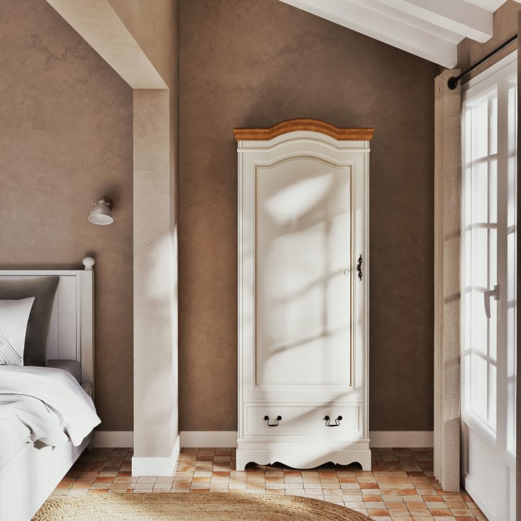 Maisons Du Monde Léontine - Armario Bonnetière Con 1 Puerta Y 1 Cajón Color Crema