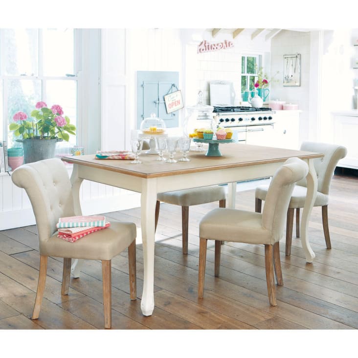 Maisons Du Monde Léontine - Mesa De Comedor 6/8 Personas Crema L.160