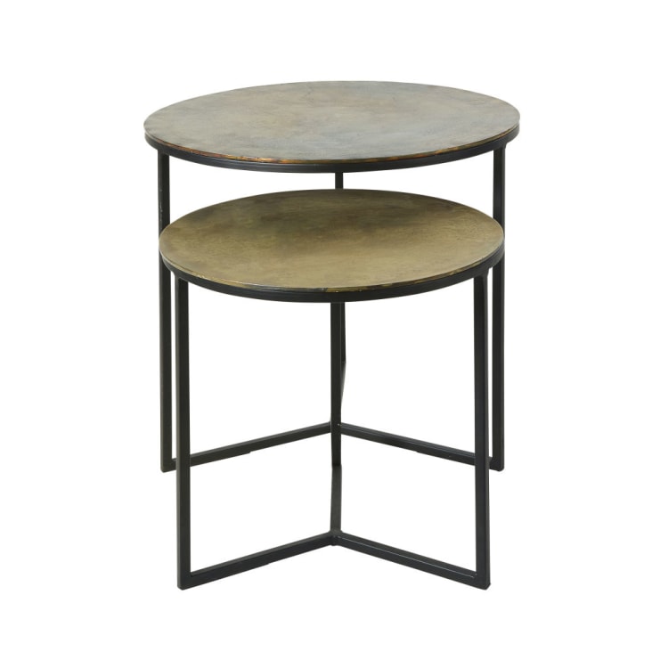 Maisons Du Monde LHASSA - Mesas Auxiliares De Metal Negro Y Dorado (x2)