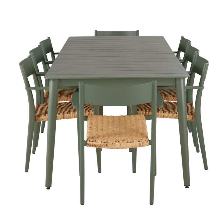 Maisons Du Monde Lidy - Conjunto De Mesa Y 8 Sillas De Jardín De Verde Caqui Y Resina Beige