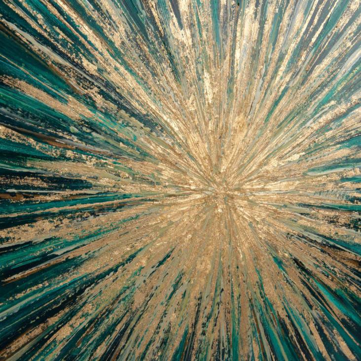 Maisons Du Monde Lienzo Pintado En Verde Y Dorado 70x70